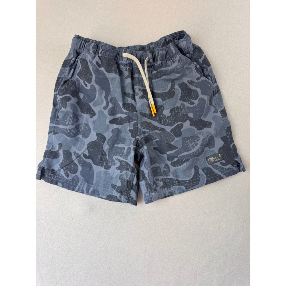 Marsh Wear Youth M Camo Shorts Blue Gray Outdoor Fishing Casual Drawstring